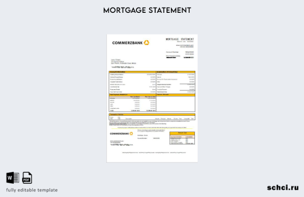 скачать в цифровом формате шаблон выписки по ипотеке банка Commerzbank Белиза